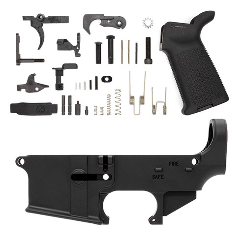 80% Lower (Fire/Safe Marked) w/ Mil-Spec AR15 Lower Parts Kit, Magpul® MOE® Grip & MOE® Trigger Guard
