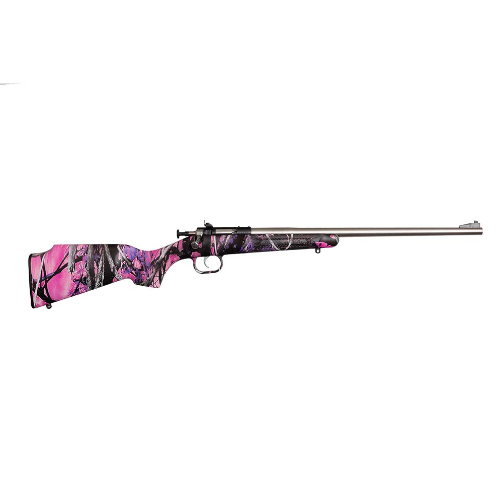 Crickett Precision Package 22 LR 1 16.13″ Muddy Girl Serenity Fixed Thumbhole Stock Blued Right Hand